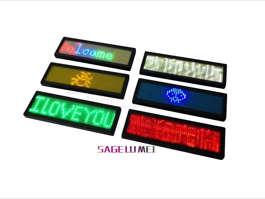 Bluetooth Smart APP Control LED Name Badge Luminous Flashing Light Up LED Name Tag Pin Magnet Wearable  Plate Mini Ticker Board