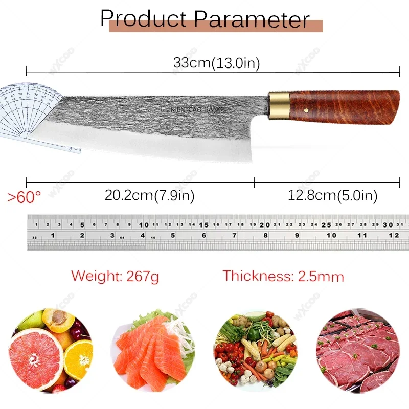 High Chrome Carbon Stainless Steel Kitchen Knife Japanese Chef Knife Forged Meat Cleaver Fish Slicing Knife with Box