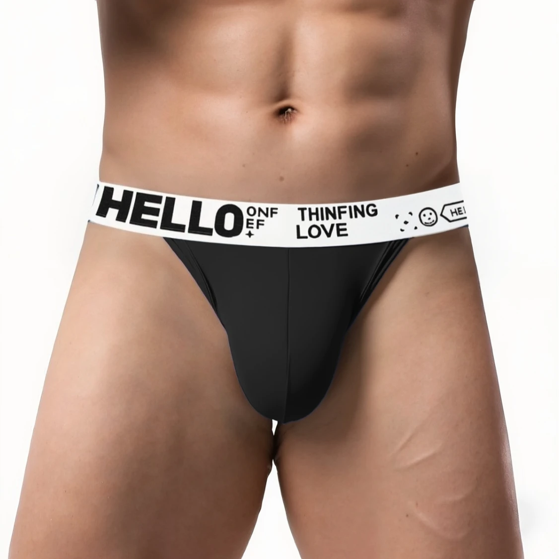 Sexy Men's Hello Letter Waistband Athletic Thong Ice Silk Low-Rise Bikini Briefs Moisture-Wicking Gym Underwear for Bodybuilders 5