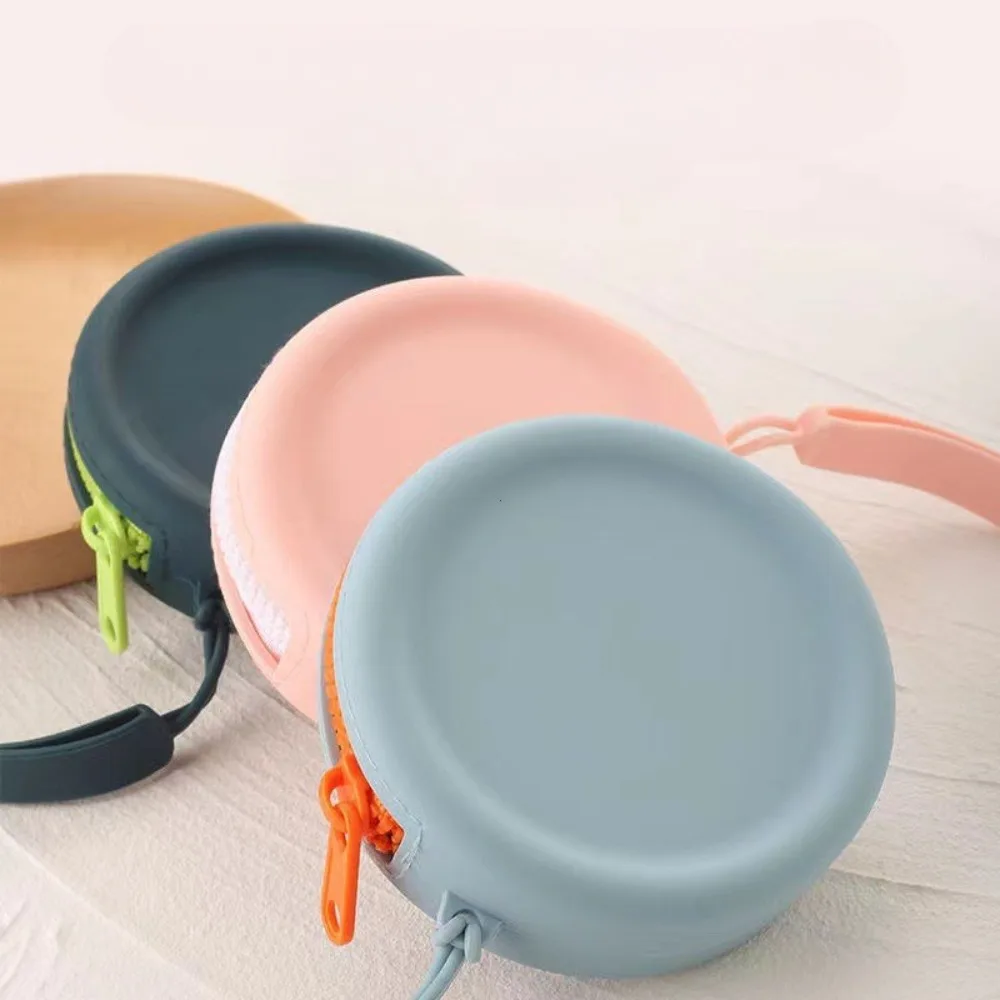 

1PCS Adult Kids Zipper Silicone Key Wallets Headphone Bag Mini Silicone Storage Key Bag Women Round Silicone Coin Purse Bag 2024