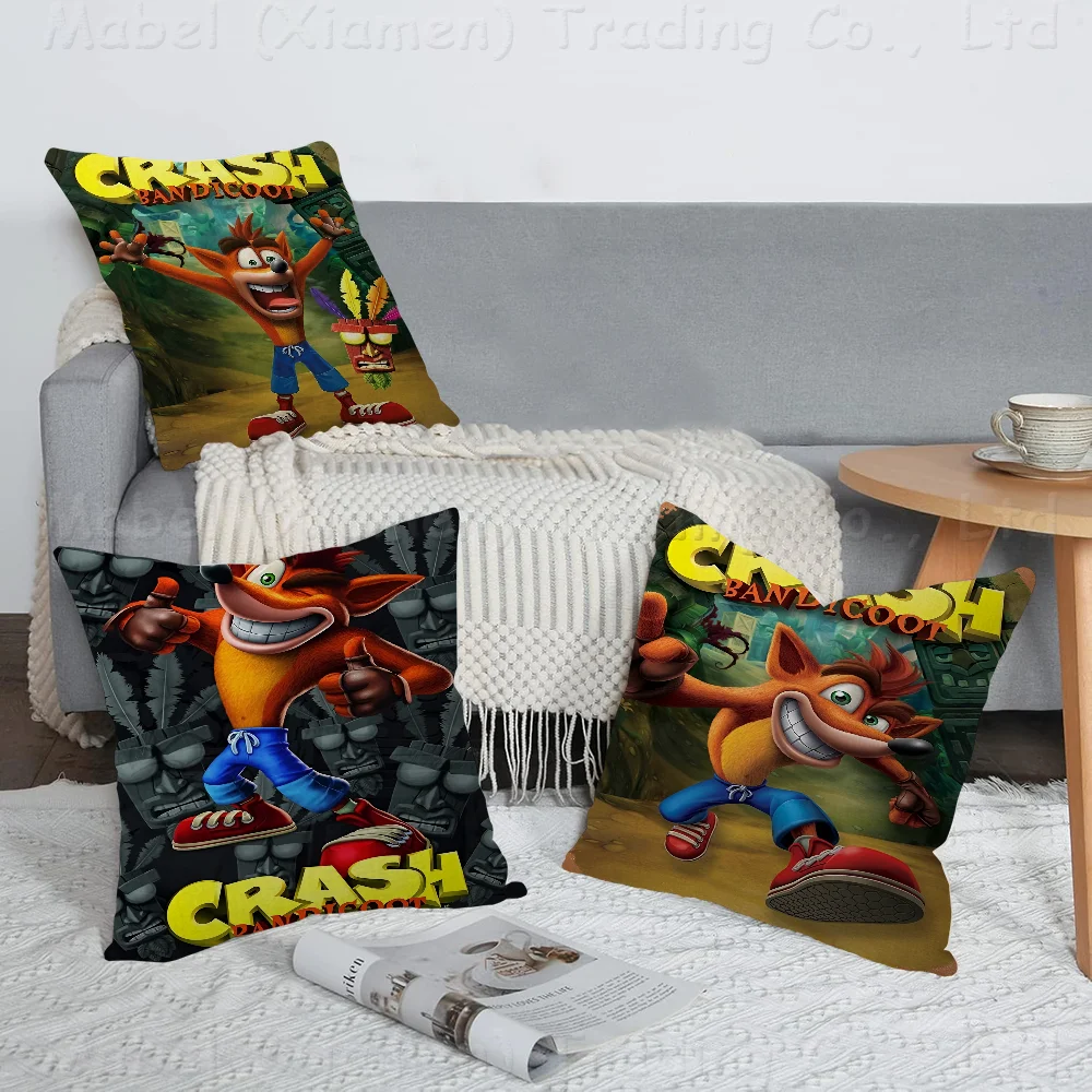 C_CrashS_B- Bandicoot Game Personalized picture text home decorative pillows Household Gifts 45x45cm