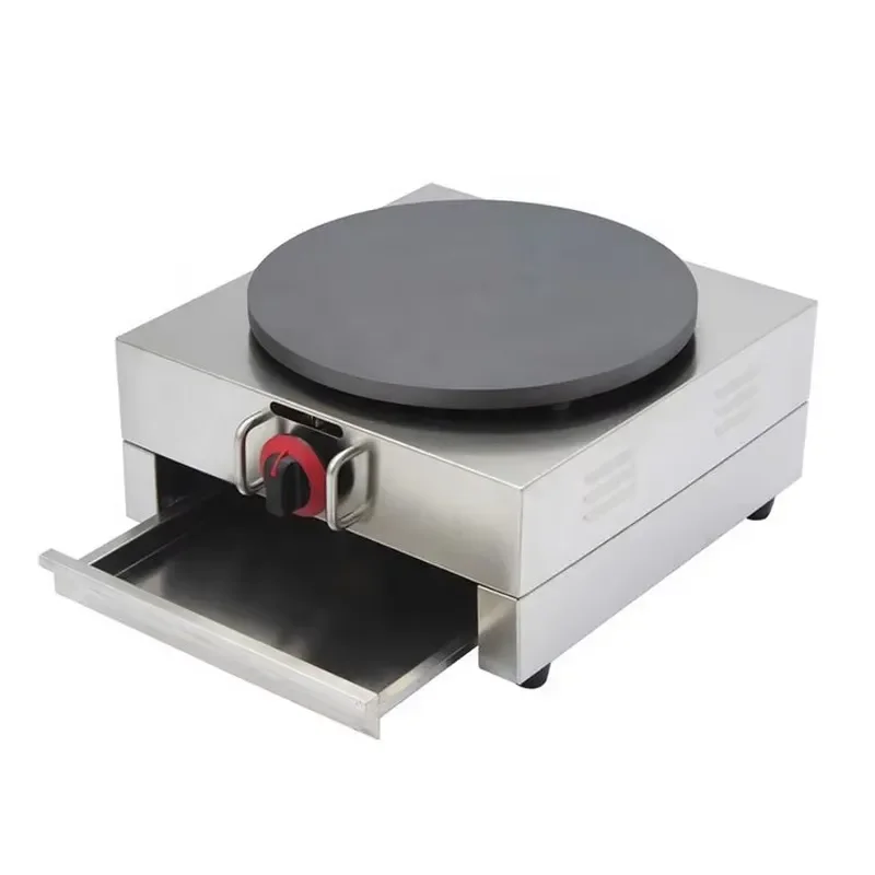 40cm Commercial Gas Roti Crepe Maker Rotary Pancake Machine for Street Food Business High Efficiency Non Stick Cooking Plate