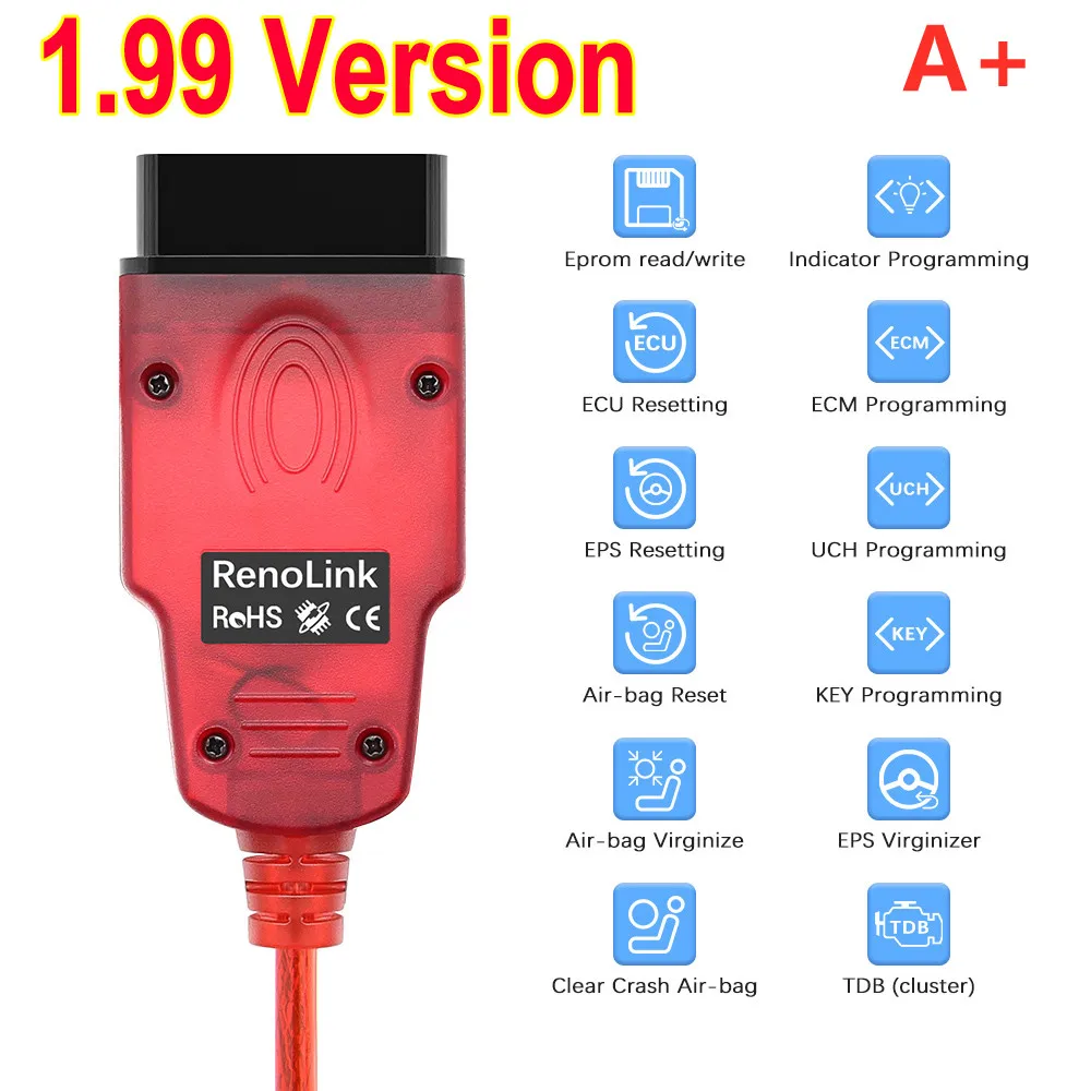 

Best V1.99 Renolink OBD2 Diagnostic Interface For Re-nault/D-acia Vehicles ECU Programmer Airbag/Key Coding Multi-Function A+