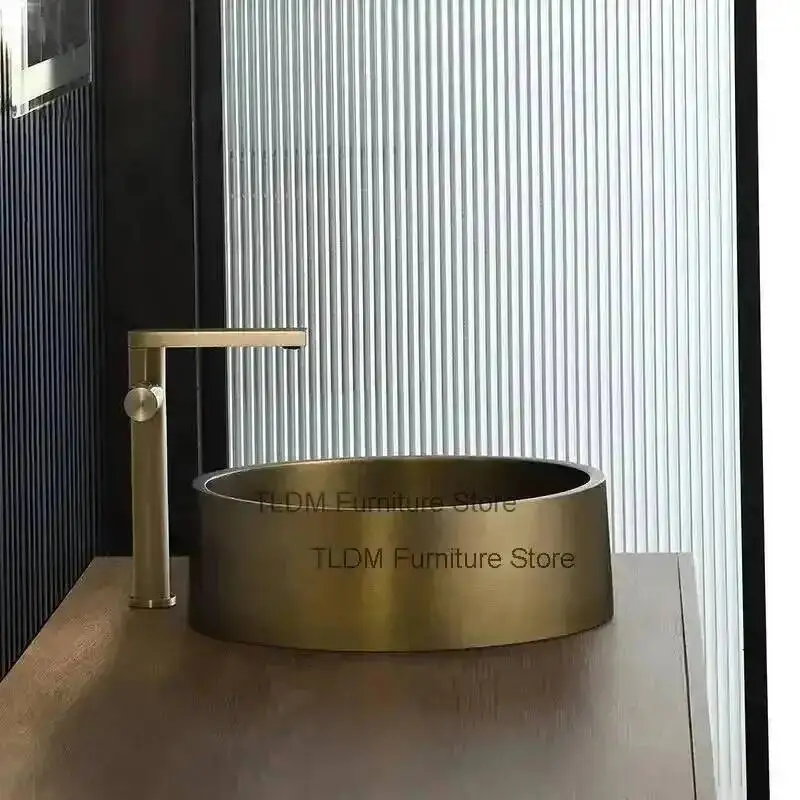 Copper Sinks Modern Bathroom Creative Antique Stainless Countertop Basin Steel Household Balcony Single Basin Hotel Washbasin r