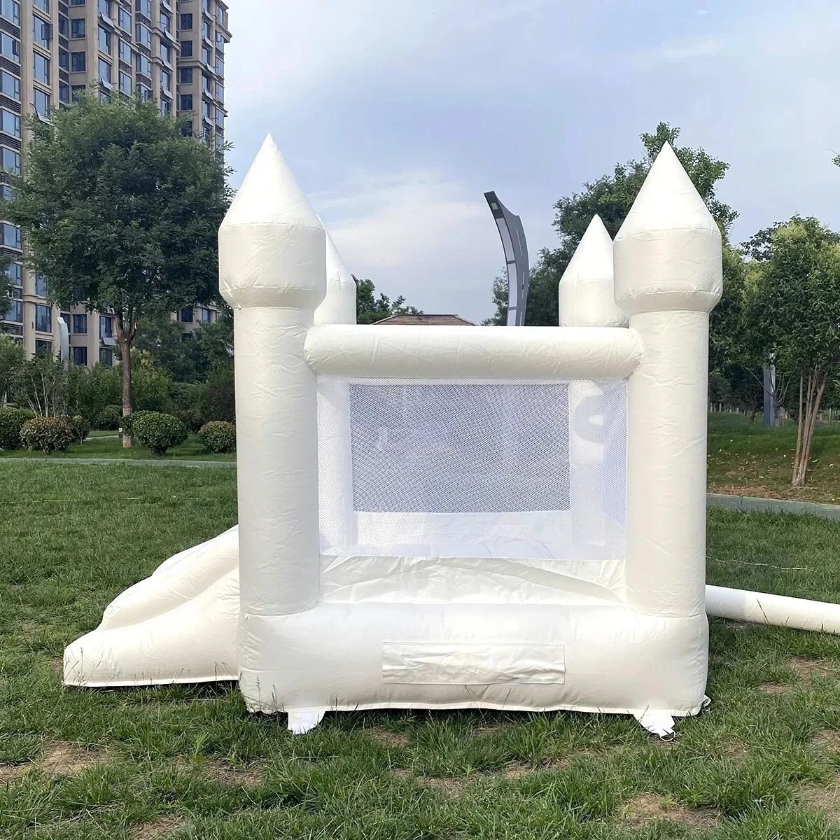 wholesale Bounce House 6FTx8FT White Bounce House with Slide Air Blower jumping Family Backyard Bouncy Castle Idea for Kids free