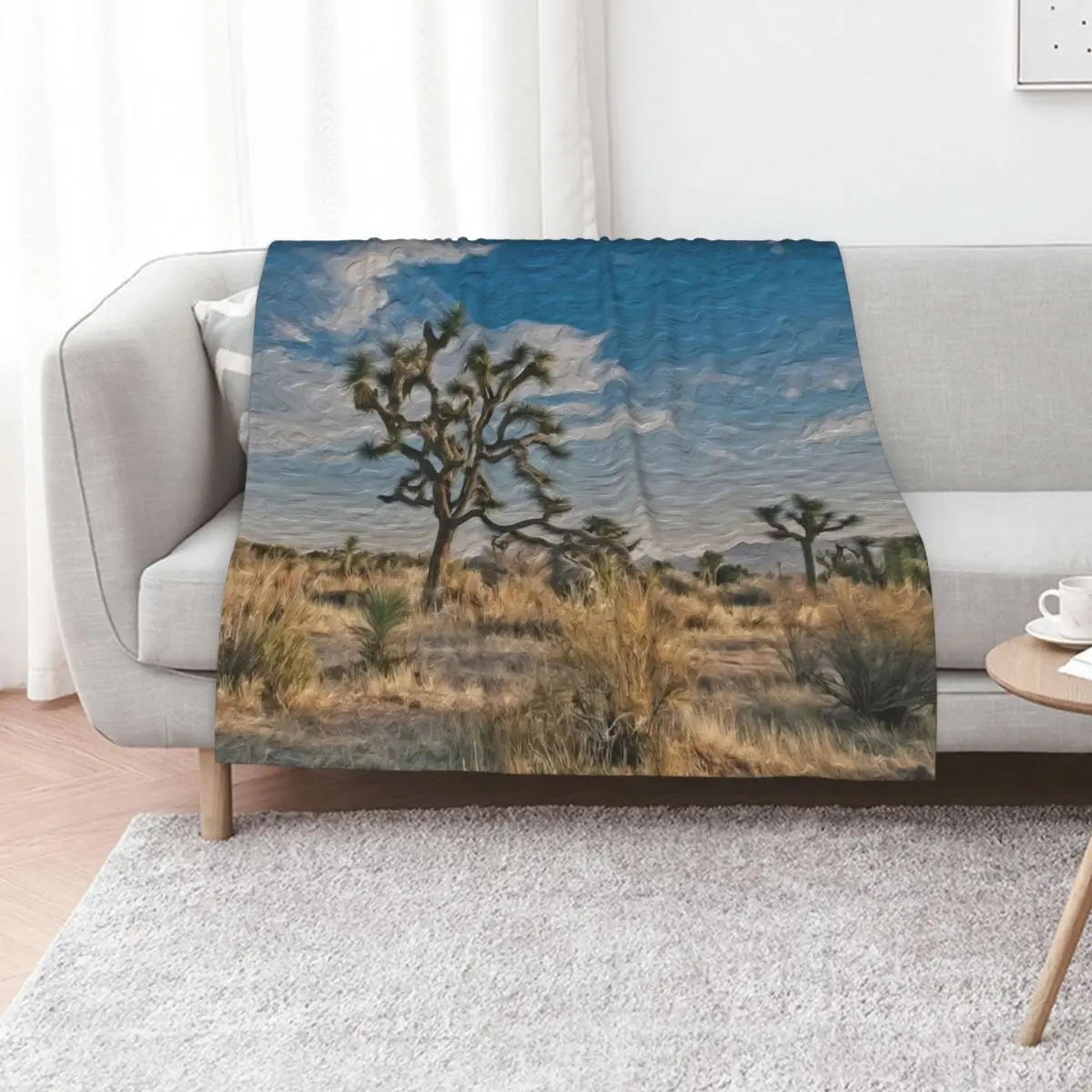 Digital Art Composition of Joshua Tree, Mojave Desert, California. Throw Blanket Decorative Beds Bed Fashionable Blankets