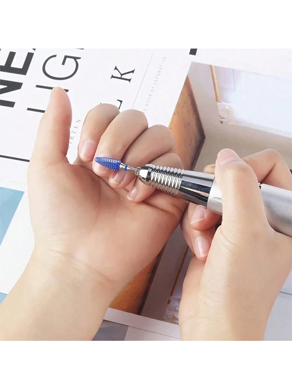 1 or 5pcs/set Blue Tungsten Carbide Burrs for Nail Art, Nano Coating, Nail Art Drill Bit, Metal Bits, Manicure Tools Accessories