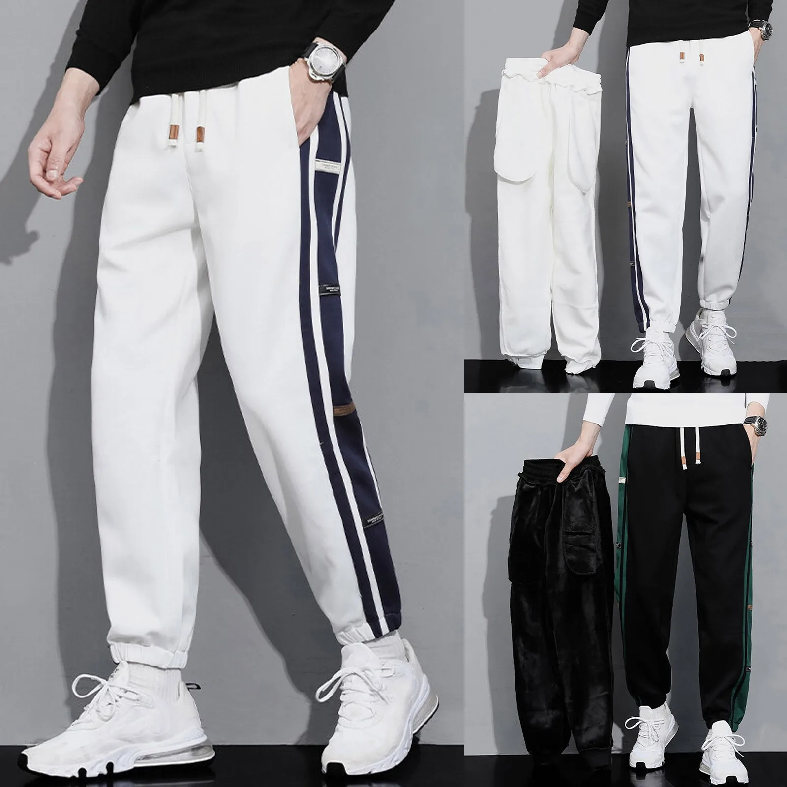 Male Sports Pants Thin Wide Leg Striped Men' Sweatpants Jogger Big Tall Man Sport Popular Clothes Style Foam House Trousers Men