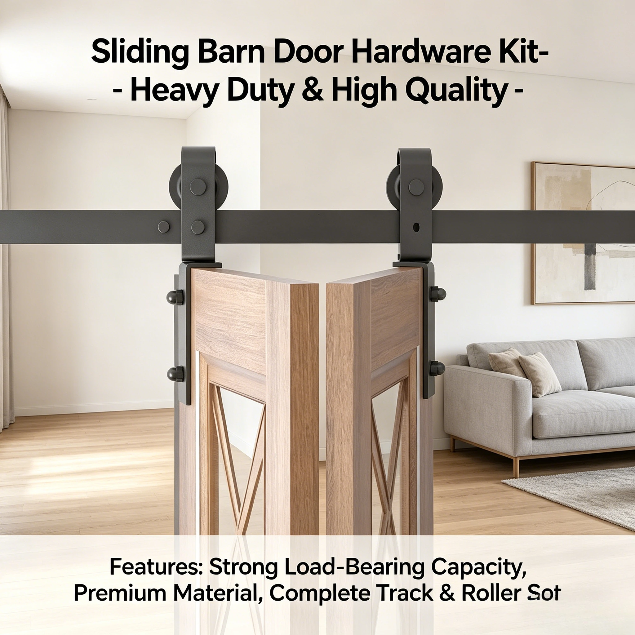 Folding Sliding Barn Door Hardware Track Kit, Single/Double Folding & Overlapping Door Rail Accessories