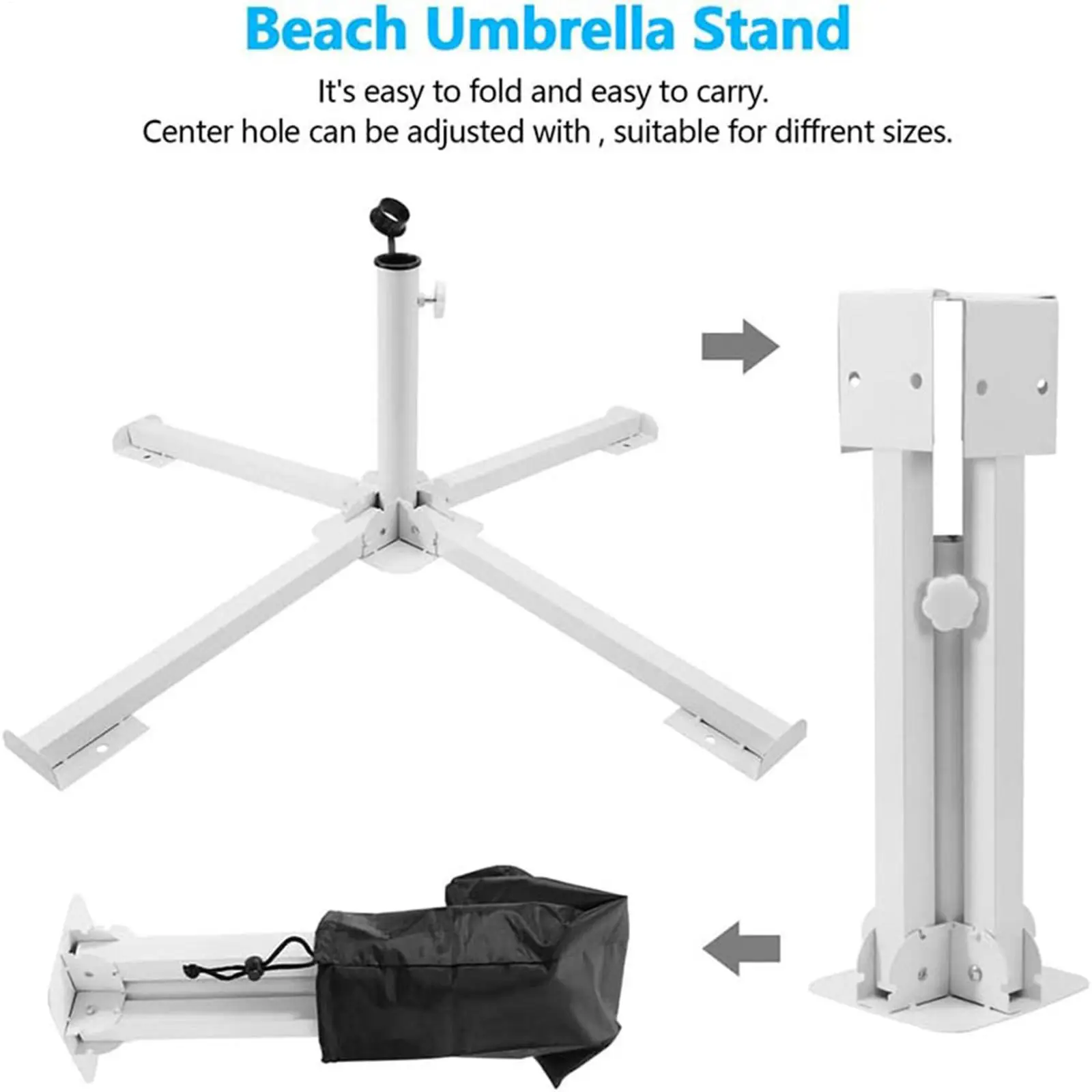 Stand For Beach Umbrella Easy Install Windproof Outdoor Holder Patio Umbrella Base With Weight Bag For Backyard Poolside Area