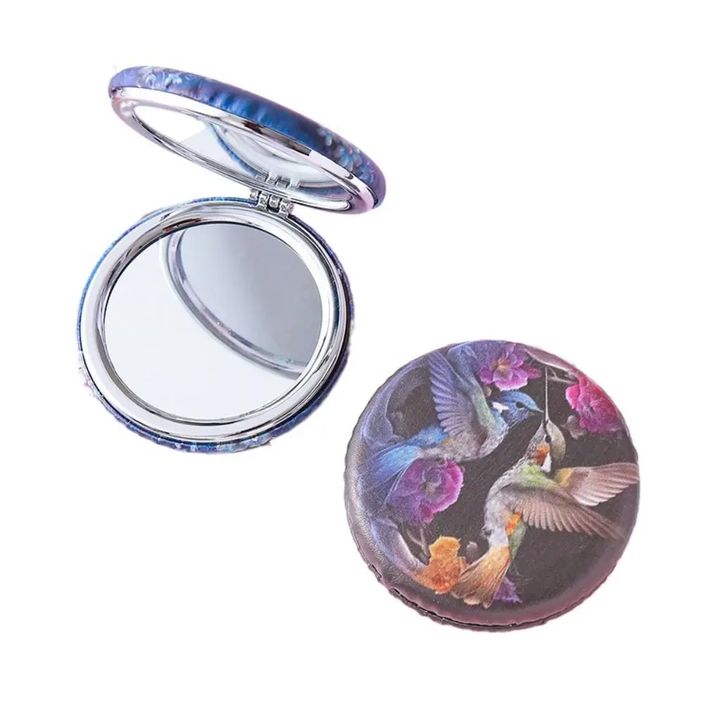 Flower Foldable Cosmetic Mirror Bird Butterfly Round Pocket Mirror Makeup Mirror Cosmetic Tool Flip-up Folding Mirror Woman