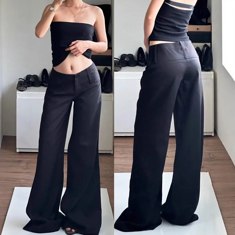 

High Street Girl модный базовый универсальный простой однотонный утягивающий пиджак брюки с карманами Y2k свободные длинные повседневные брюки женские