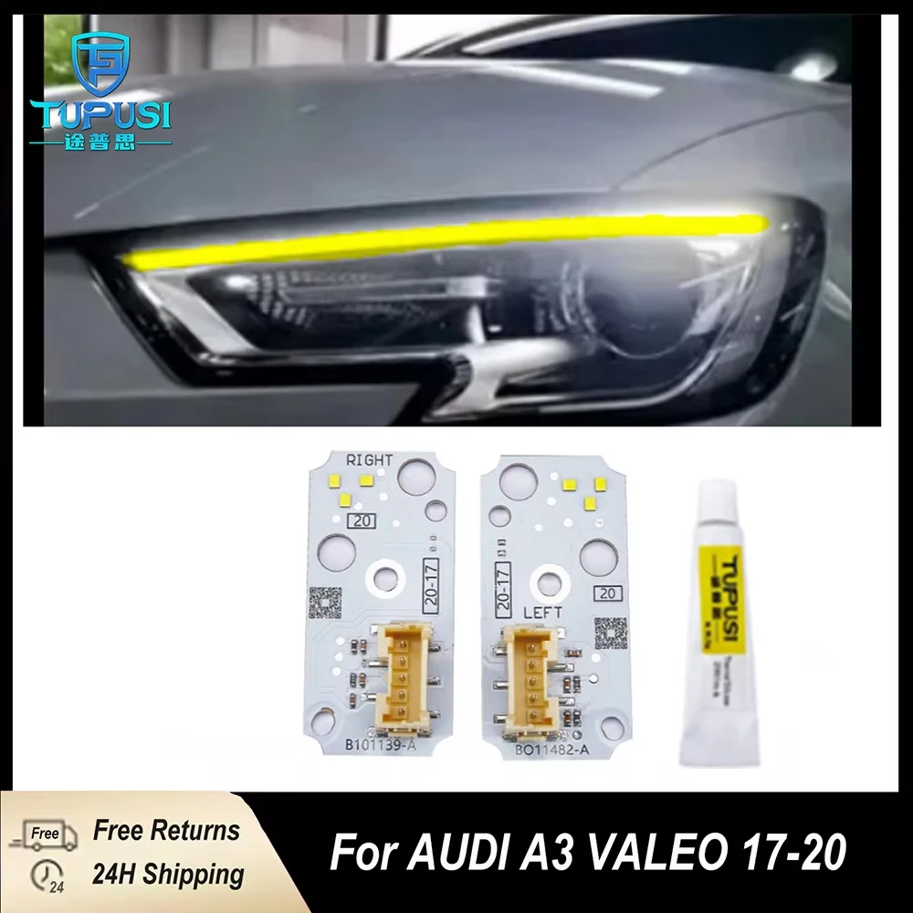 

YELLOW DRL LED Boards For Audi A3 S3 8V 2016 2017 2018 2019 Daytime Running Light Xenon Headlight 8V0998473 8V0998474