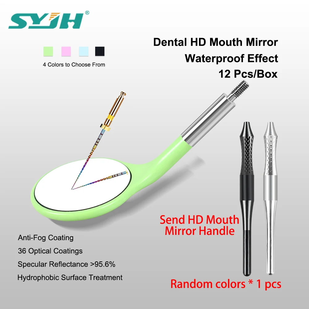 

SYJH 12Pcs/Set with Mouth Mirror Handle Dental New Autoclavable Anti-fog Mouth Mirror for Teeth Exam Oral Reflector Dental Tools