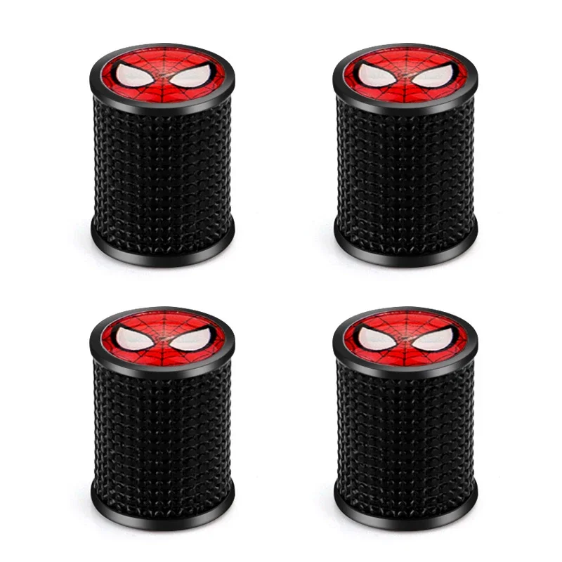 4pcs Anime Cartoon Marvel Spider Man Car Wheel Tire Valve Stem Caps for Audi BMW Honda Nissan Lexus Tesla Mercedes Benz Maserati
