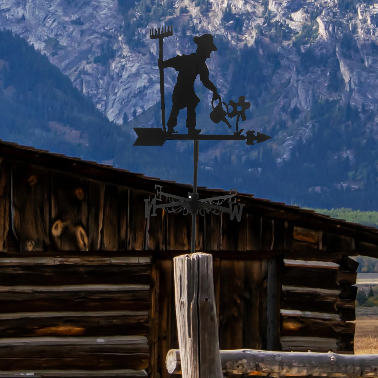 

Creative Iron Weathervane Weather Vane Roof Install Wind Direction Indicator Farm Scene Yard Lawn Garden for Family