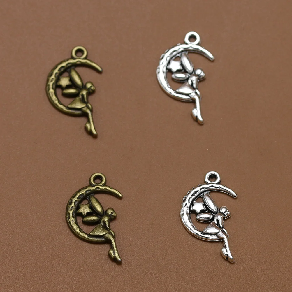 

20 шт., подвески из сплава с луной и ангелом, подвески в стиле ретро, сделай сам, изготовление ювелирных изделий, ожерелье, браслет, ремесло, сделай сам, подарок, серебряный подвесной кулон