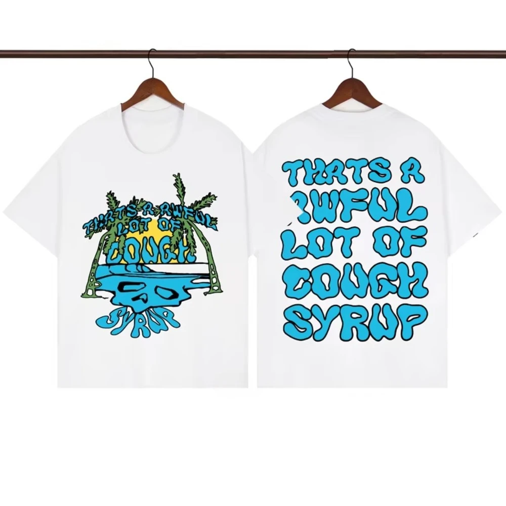 2026 Round-neck short-sleeved palm tree sunset skull pattern men's and women's universal hip-hop streetwear T-shirt