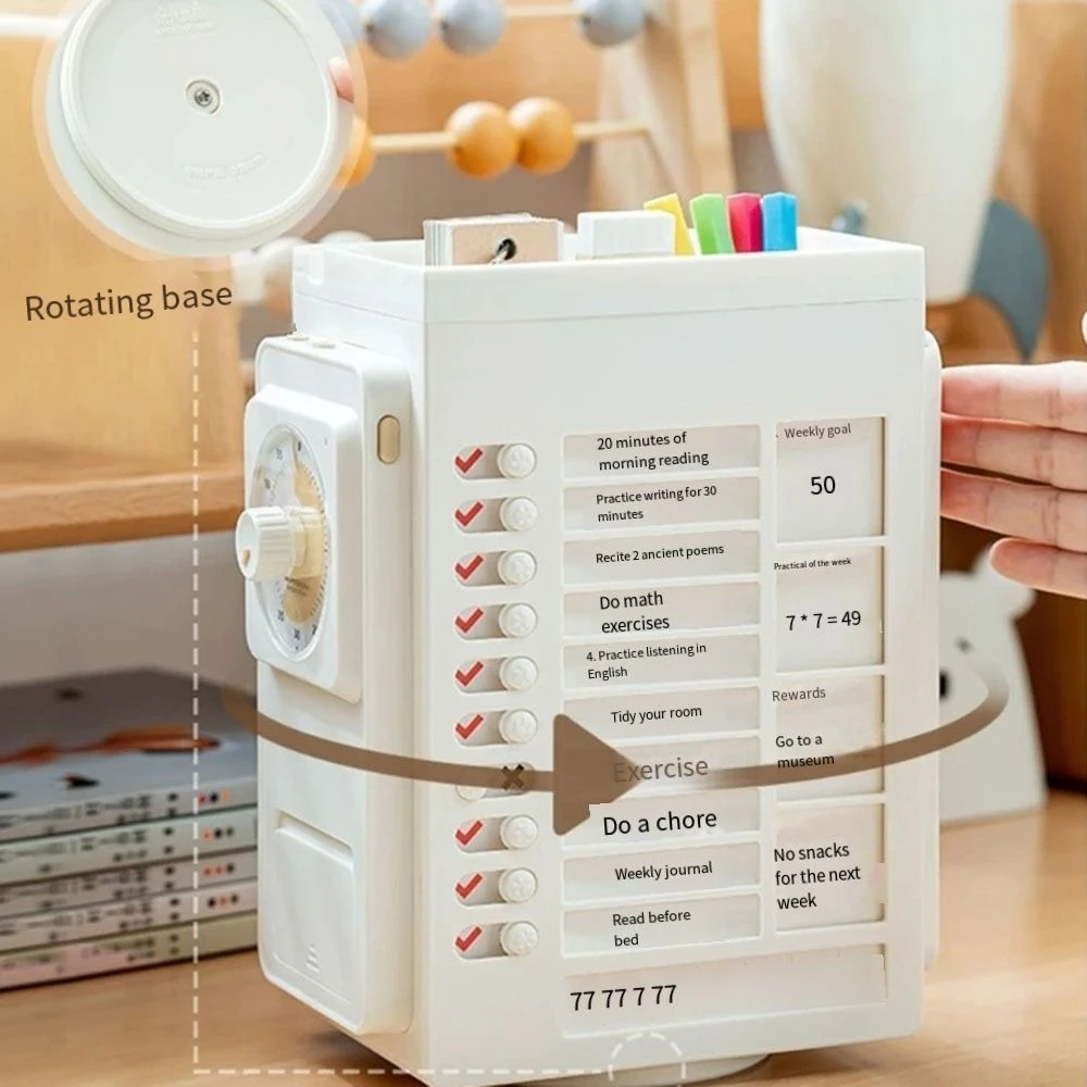 Mastering Time Management Good Habit Punch Card Rotating Pencil Holder Convenient Daily Task Planning Board Effective