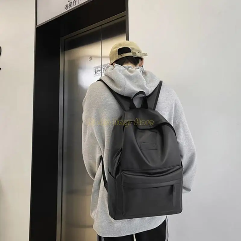 X90D School Rucksack Korean Rucksack Reise -Rucksack PU Leder Laptoptasche