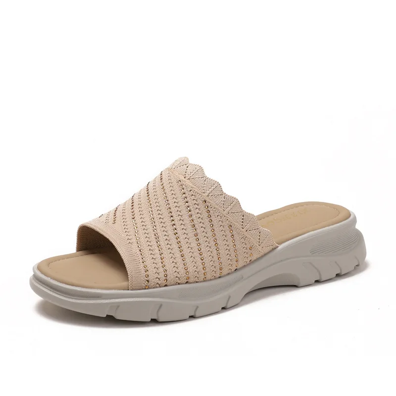 

Ультралегкие водонепроницаемые вязаные тапочки с нескользящей подошвой, новые, удобные, повседневные пляжные тапочки на танкетке для Юго-Восточной Азии