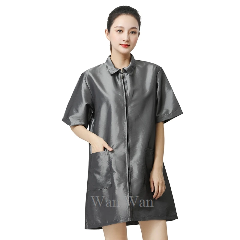 Barber Shop Work Clothes Hairdresser Robe Hair Salon Uniforms Hairstylist Short Sleeved Apron Pet Grooming Clothing Y0505