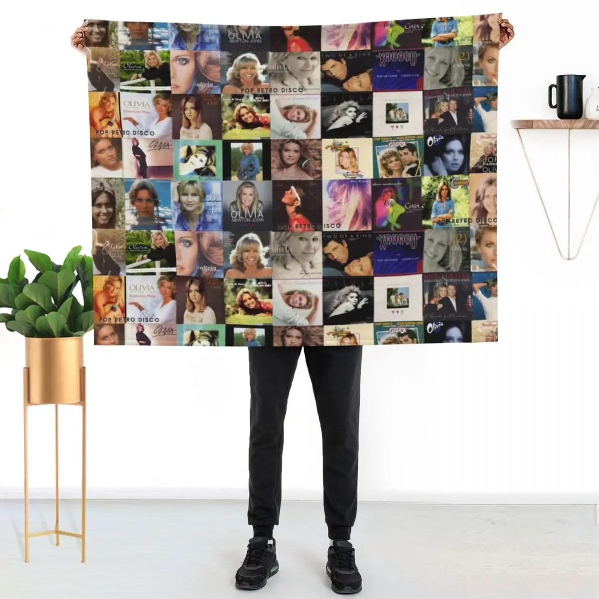 Olivia Newton-John - Album Collage - Designed by PopRetroDisco Throw Blanket Elegant Warm Throw Blanket for Hotel Home