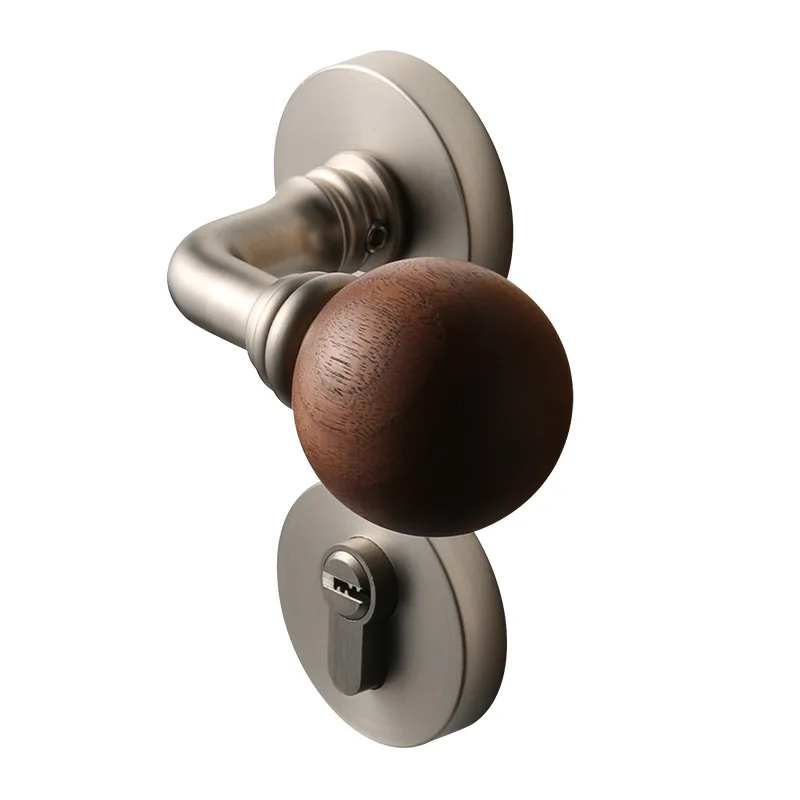 

Room lock Wooden door handle Split magnetic lock Walnut bedroom door lock