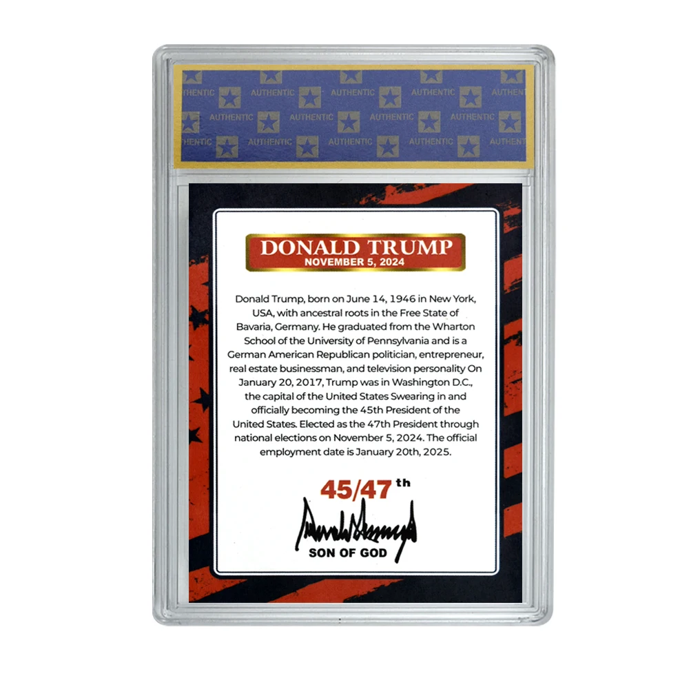 The 47th US President Donald Trump Trading Card Son of God Jesus Stands with TrumpRating Card Collection Fans Gift