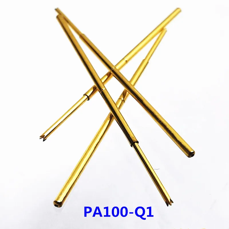 100PCS Gold-plated Spring Test Pin PA100-Q1 Four-jaw Plum Blossom Head Outer Diameter 1.36mm Needle Length 33.35mm PCB Testing