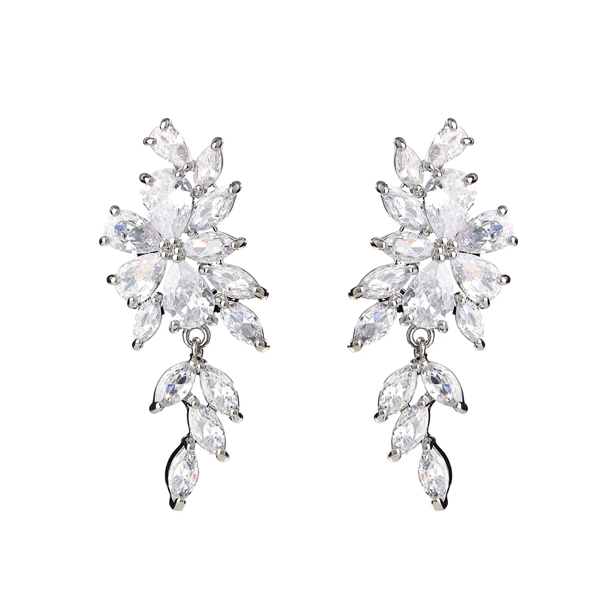 Pendientes de boda elegantes para damas de honor, damas de honor, Pendientes colgantes de circonita cúbica, joyería formal para mujer