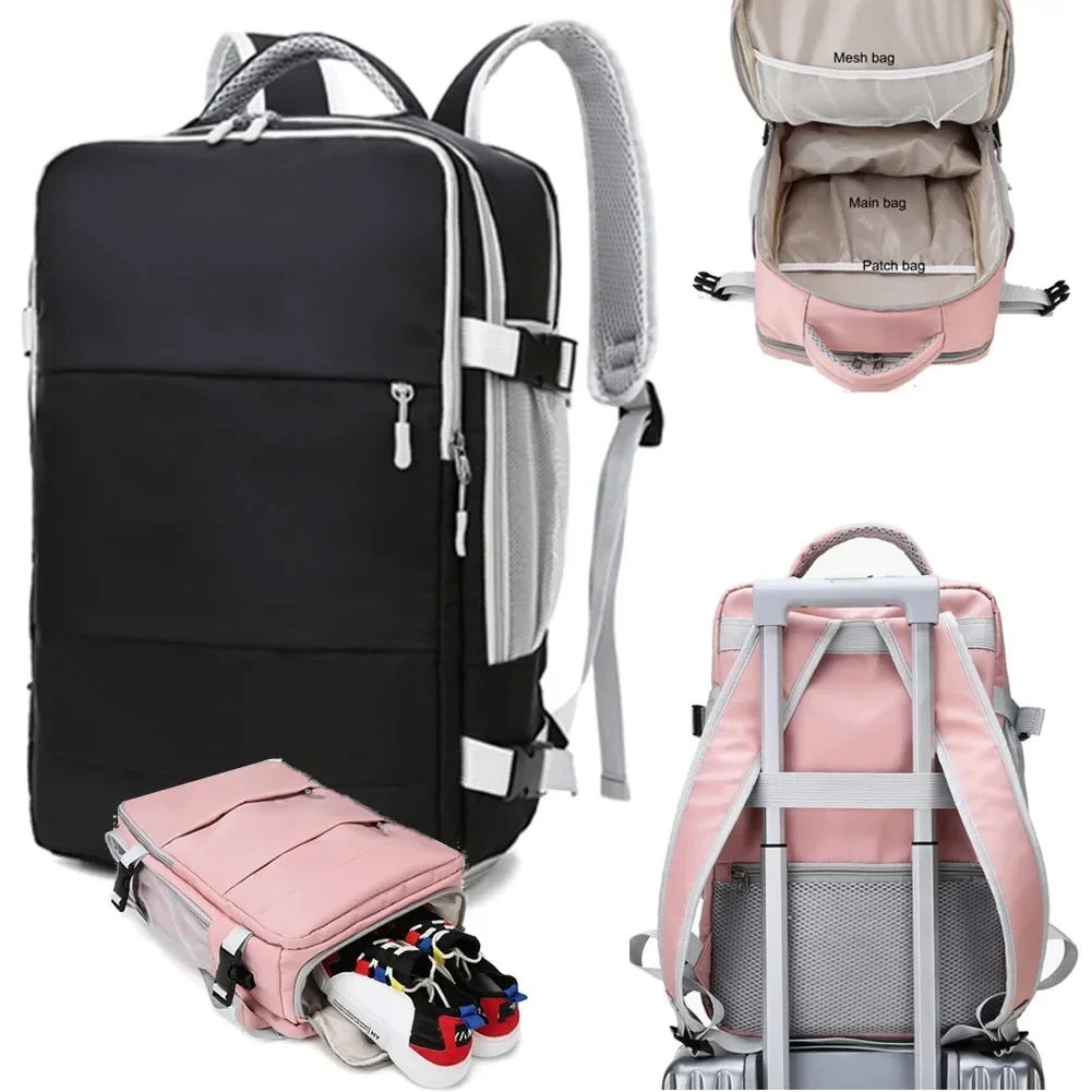 35L Large Capacity Dry Wet Separation Luggage Bag Women Travel Backpack Waterproof USB Charging Port Backpack Laptop School Bags