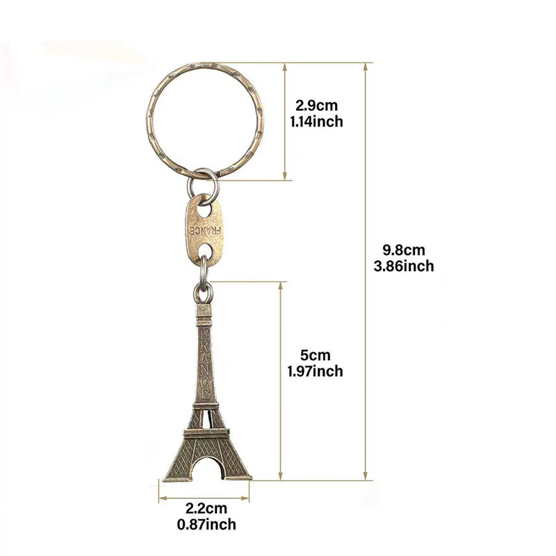 10pcs Eiffel Tower Keychain Retro Keychain Decorations Purse Charms Statue Model Prom Keychain French Souvenirs