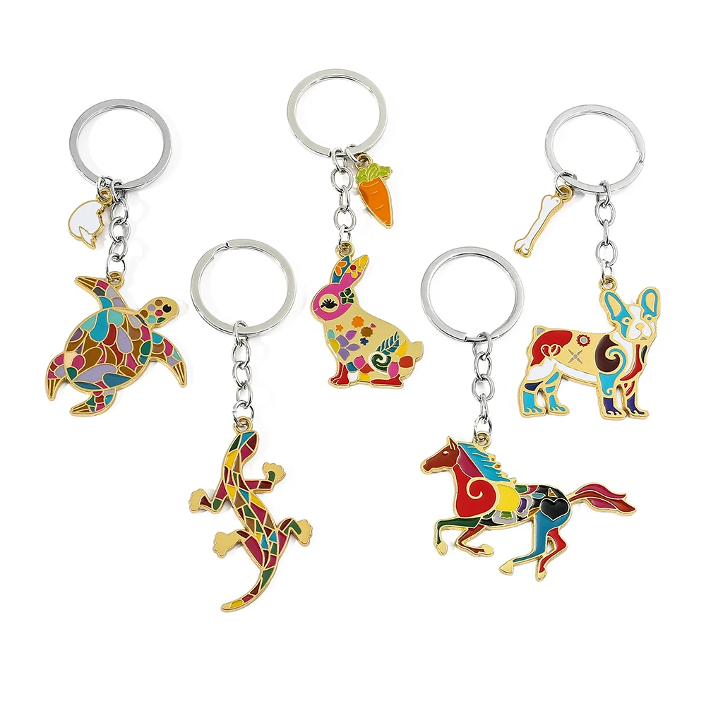 Metal Horse Keychain for Women, Rabbit, lizard, Tortoise, Key Ring, Unique Animal Jewelry, Girls Teens Bag, Car Charms, 1Pc