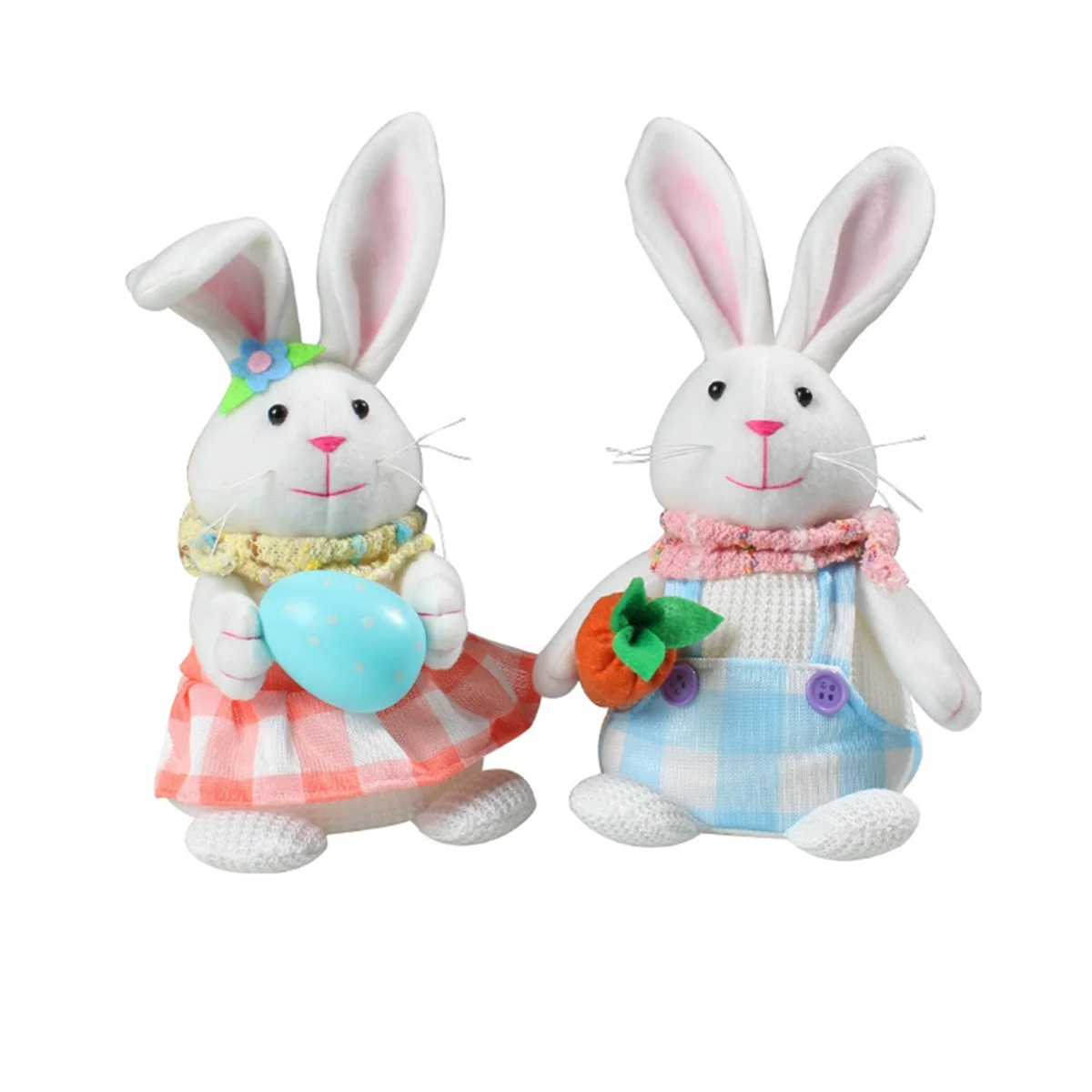 IINBD-2PC Easter Glowing Rabbit Ornament Doll Elf Gnome with LED Light