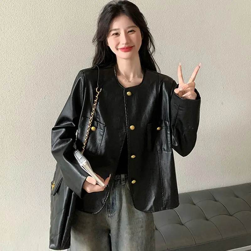 ファイオナブルレザー ジャケット レディース アウター 春秋 2026 スモール フランス風 スタイリッシュ 高級 トレンド トップス 女性用