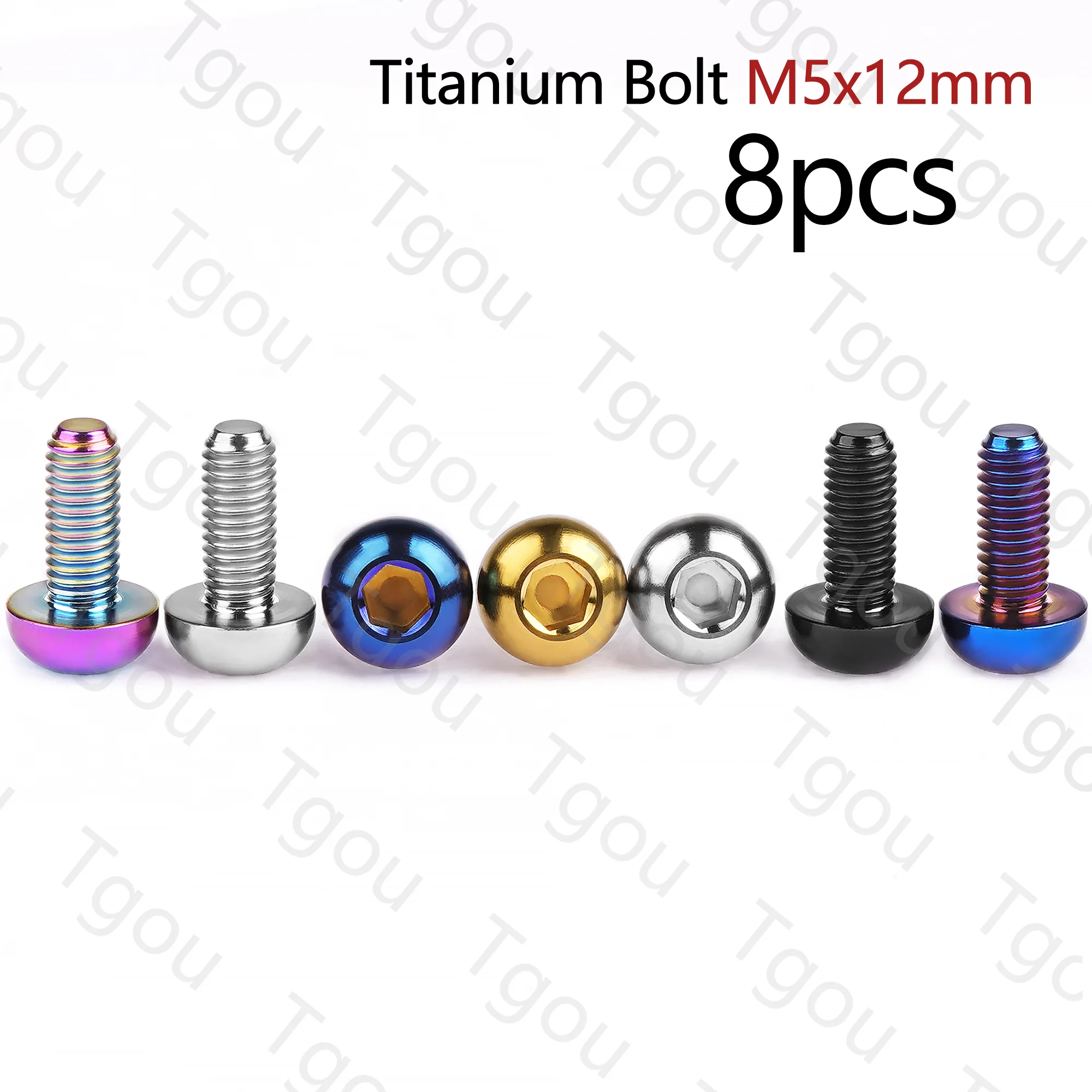 Tgou Titanium Bolt M5x12mm Bottle Cages Titanium Screws Non-Standard Pitch 0.8mm for Bicycle 8pcs