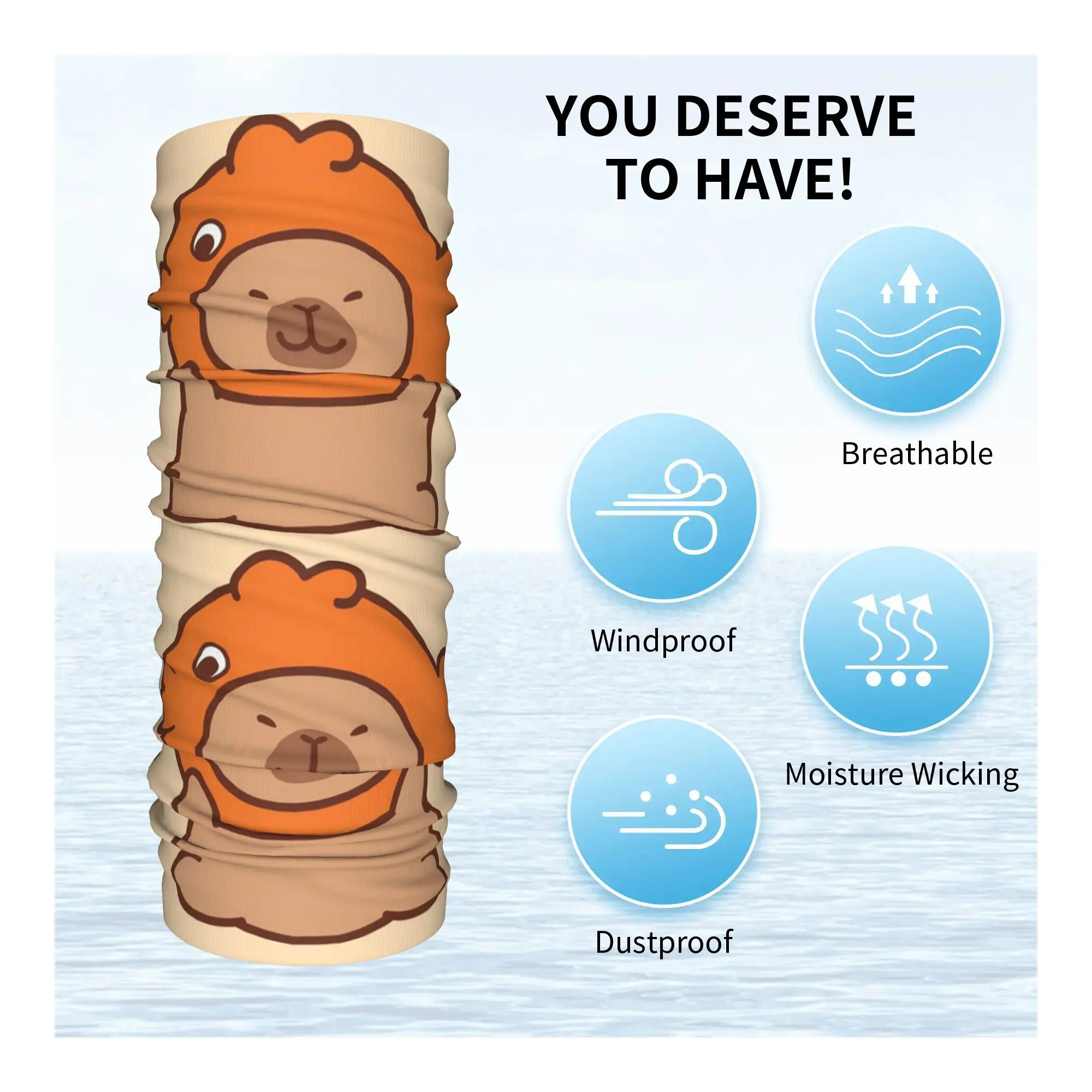 Capivara bandana pescoço gaiter impresso envoltório máscara cachecol quente ciclismo cachecol caminhadas pesca para homens mulheres adulto respirável