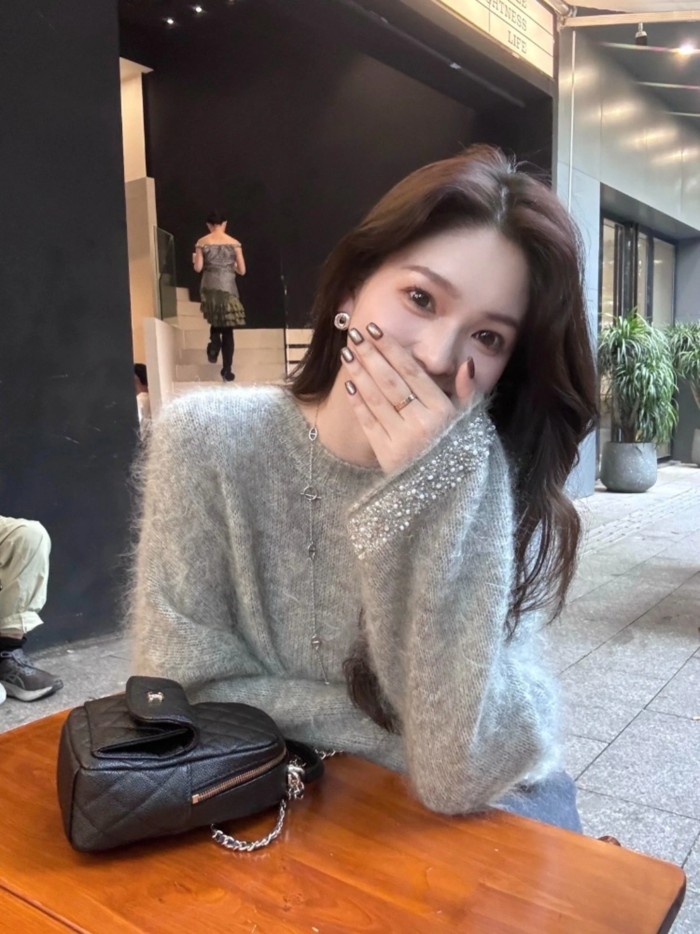 

Soft Wind round Ne Beaded Long Sve Knitted Sweater Women's Autumn Winter Loose Comfortable Anti-Aging Knitwear Top