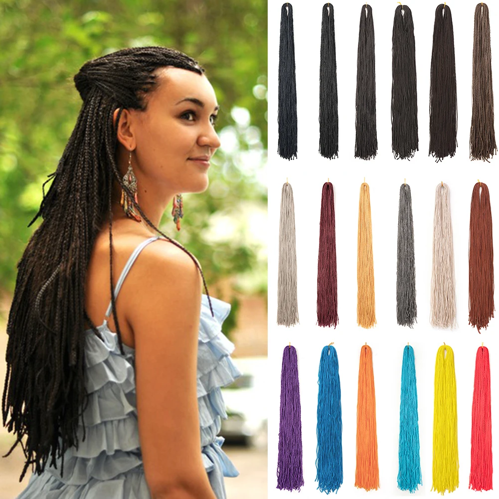 Synthetic Zizi Braids 30 Inch Thin Small Pre-Looped Box Braid Crochet Twisted Hair Synthetic Braiding Hair Extension