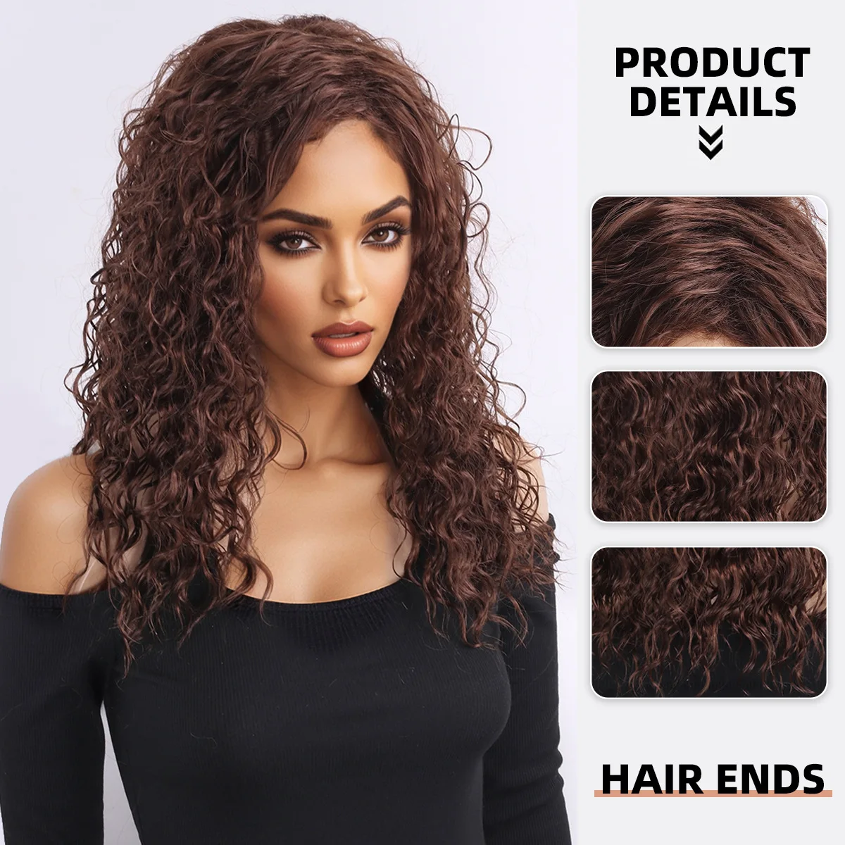 Fashion Synthetic Wig Middle Part Long Curly Afro Style Heat Resistant Fiber with Small Spiral Curls for Women Cosplay Party