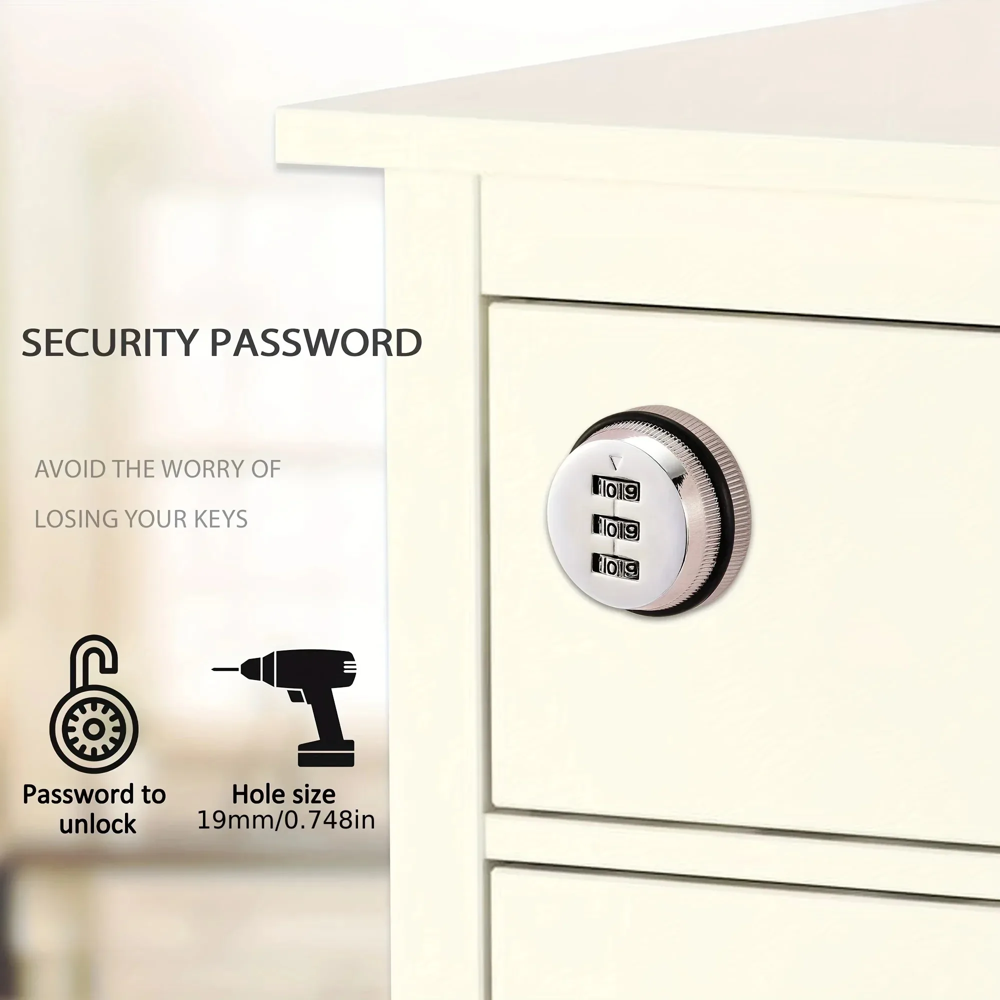 3-digit combination password lock cam lock cabinet drawer mailbox storage cabinet 3-digit password protector