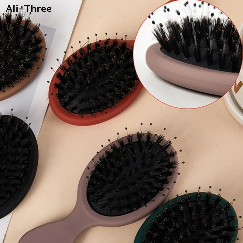 

1 шт., овальная расческа из щетины кабана и нейлона, мини-антистатическая расческа для массажа кожи головы, расческа для салона, щетка для ухода за волосами, инструмент для укладки