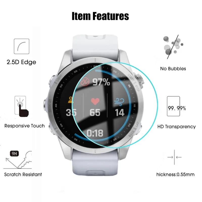 Protetor de Tela Transparente HD para Smartwatch, Vidro Temperado, Capa à Prova de Explosão, Acessórios para Filme, Garmin Fenix 7Pro 7X Pro 7S Pro