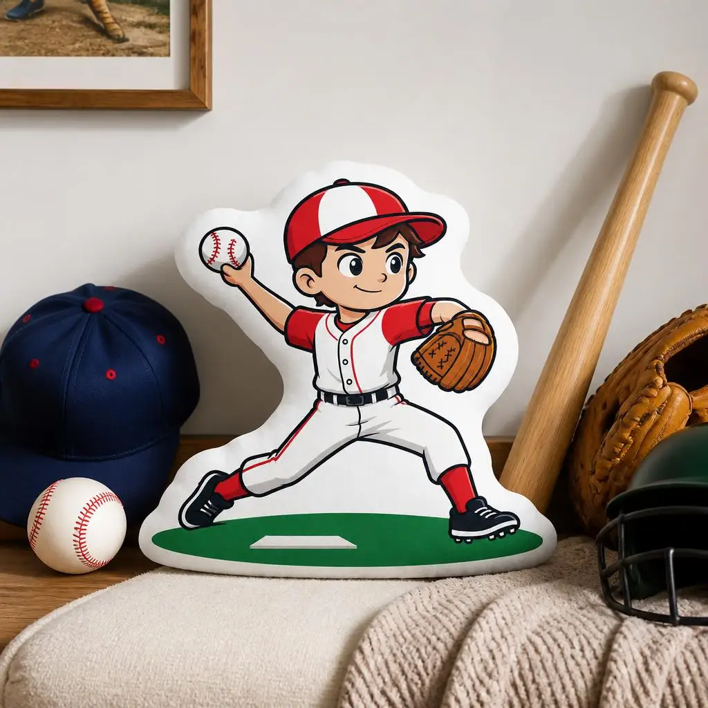 Baseball Pitcher Boy Plush Pillow Cushion Irregular Stuffed Throw Pillow Home Decor Gift Sofa Bed