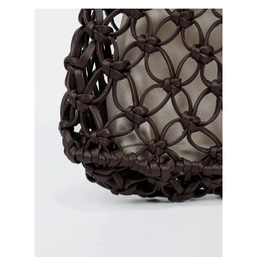 New Niche Hollow Design Woven Women's Tote Texture Unique Fashion Simple Casual Versatile Seaside Beach Bag Durable Practical