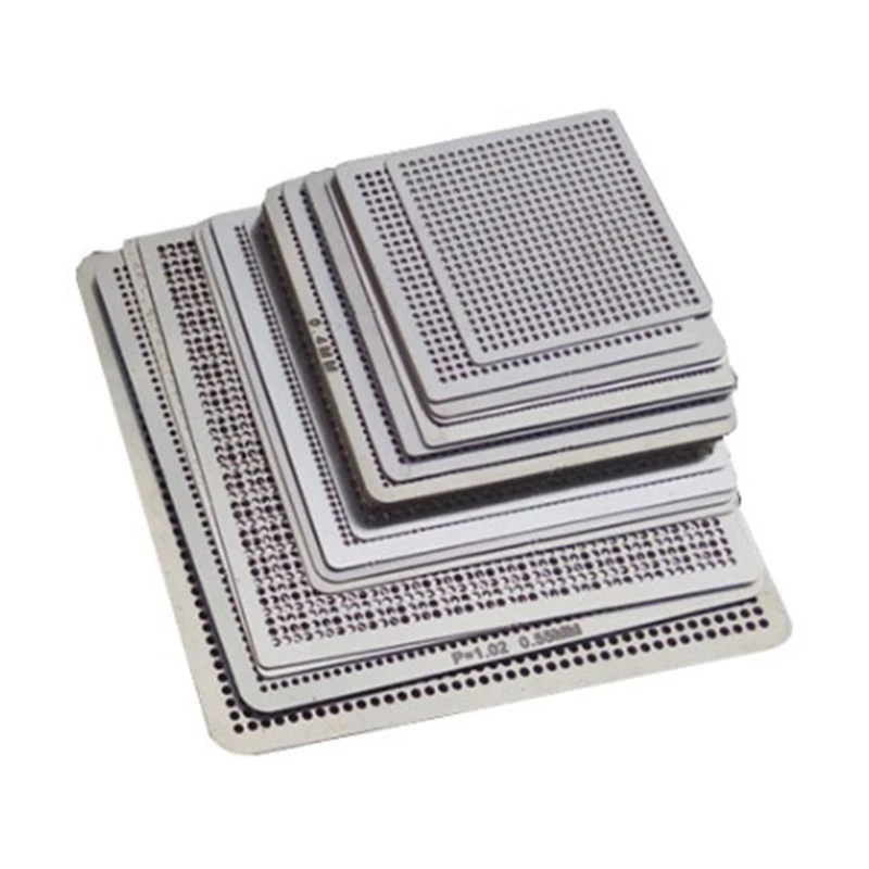 36Pcs Commonly Used Laptop Repair Steel Mesh,BGA Reballing Tin Net,Graphics Card Stencils,BGA Reballing Stencil CPU Chip