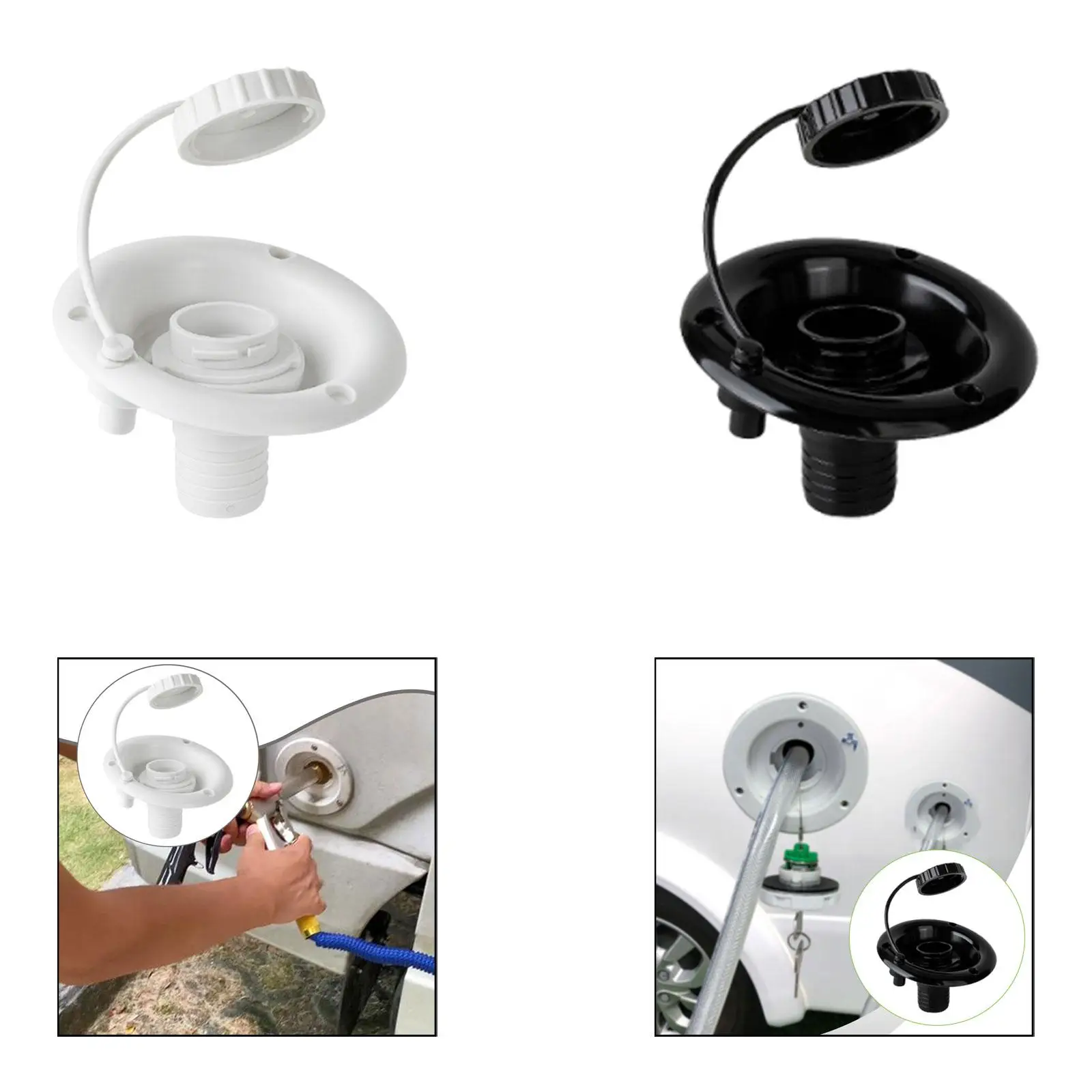 

RV Gravity Water Fill Hatch PP Professional Water Inlet with Vent Holes Durable Dustproof Replacement for Camper