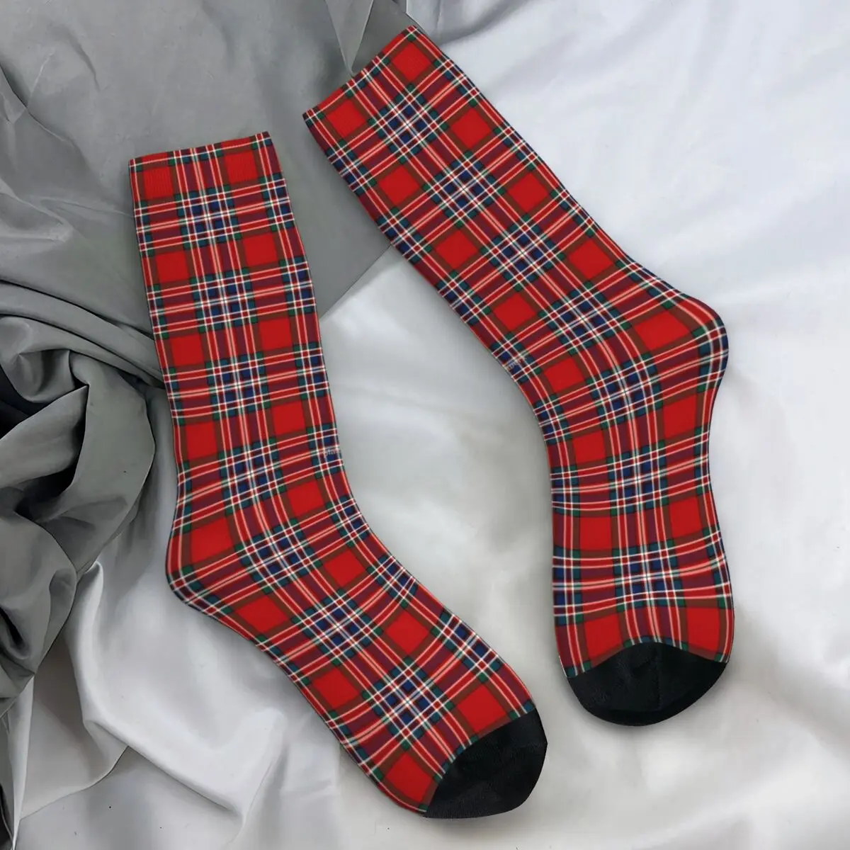 Retro Plaid Stockings Women Men Red And Black Socks Comfortable Casual Socks Winter Cycling Non-Slip Socks Birthday Present