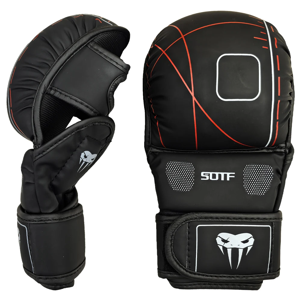 قفازات تدريب الملاكمة MMA الاحترافية للبالغين من MMA، وسادة جلدية نصف إصبع، مفاصل ساندا لحقيبة الرمل